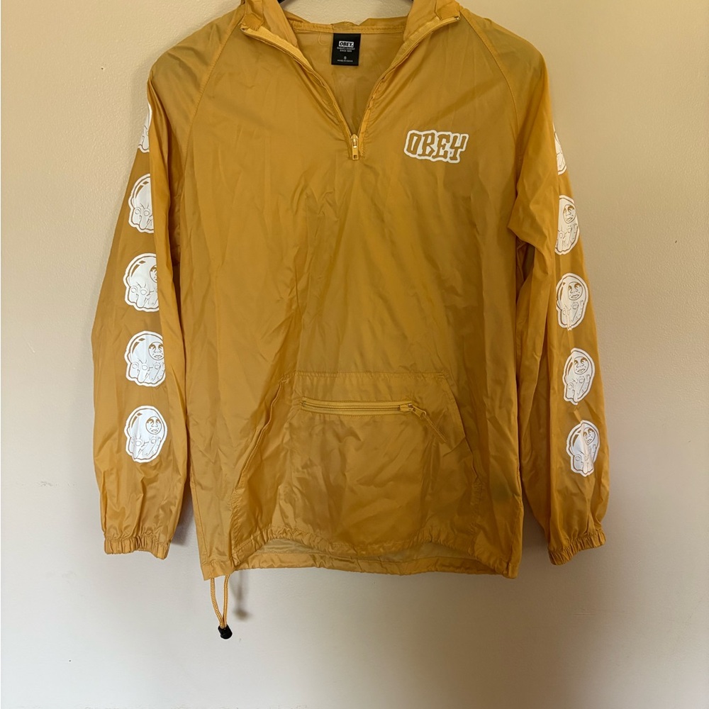 Obey Unwritten Future Hooded Anorak Windbreaker Jacket Skater Mustard Small